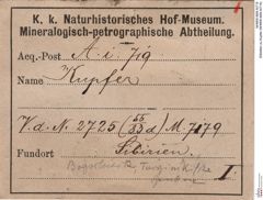 Etiketten zu Kupfer (NHMW-MIN-Ai719)